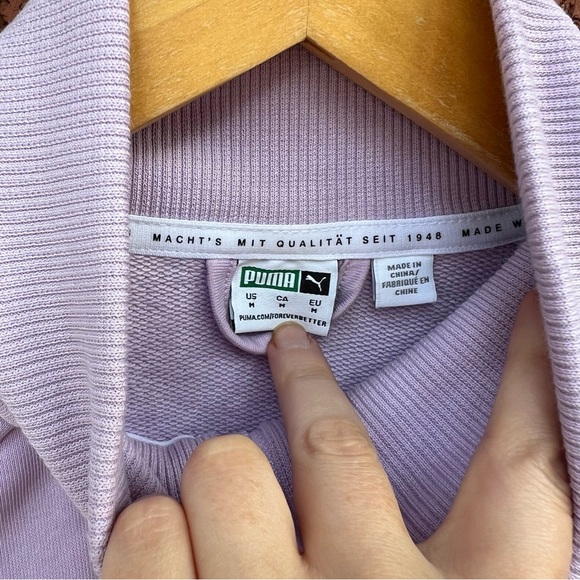 PUMA Lavender and White Varsity Striped Silver Rhinestone Full Zip Up Jacket - Picture 5 of 6